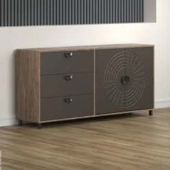 Sideboard Fusion Eiche dunkel Nachbildung bronze Optik B/H/T: ca. 176x86x42 cm