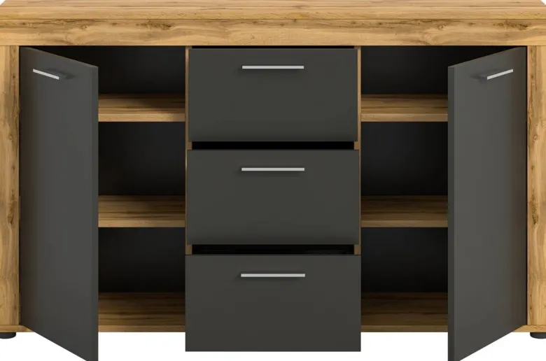 Sideboard Jam Eiche Wotan Nachbildung grau B/H/T: ca. 125x80x35 cm