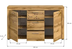 Sideboard Jam Eiche Wotan Nachbildung B/H/T: ca. 125x80x35 cm