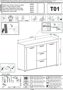Sideboard Jam Eiche Wotan Nachbildung B/H/T: ca. 125x80x35 cm