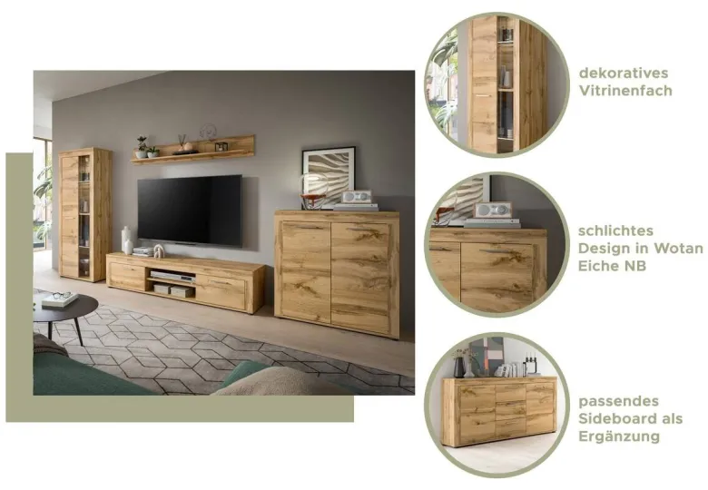 Sideboard Jam Eiche Wotan Nachbildung B/H/T: ca. 125x80x35 cm