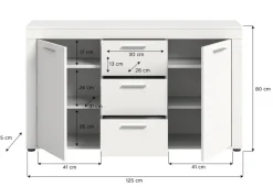 Sideboard Jam weiß B/H/T: ca. 125x80x35 cm