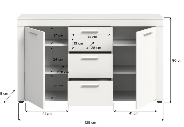Sideboard Jam weiß B/H/T: ca. 125x80x35 cm
