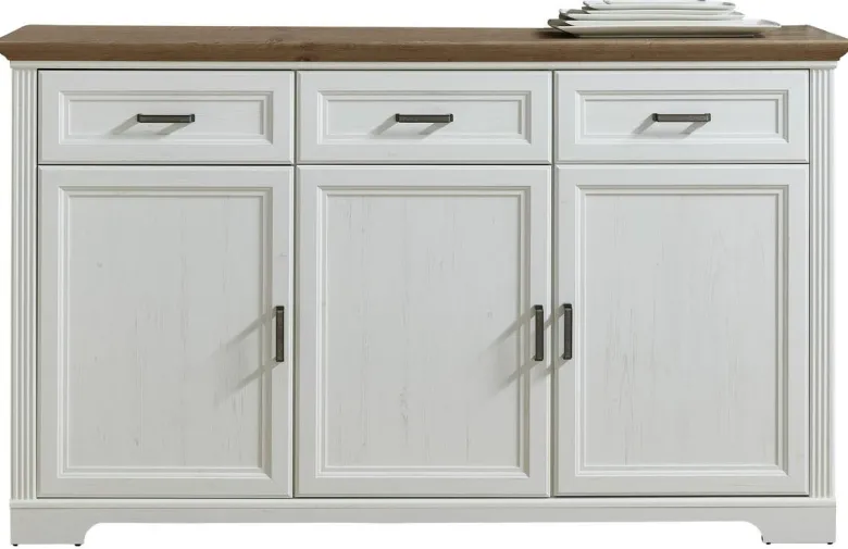 Sideboard Jasmin weiß Pinie Nachbildung Eiche Artisan Nachbildung B/H/T: ca. 166x102x48 cm