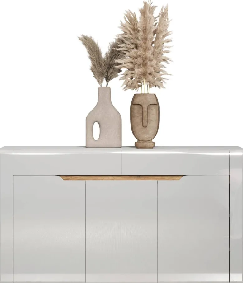 Sideboard Marlon Eiche Evoke Coast Nachbildung weiß Hochglanz B/H/T: ca. 150x84x40 cm