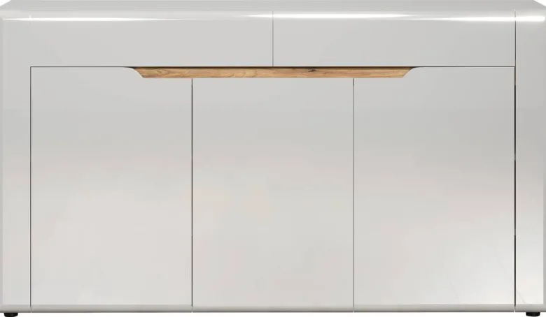 Sideboard Marlon Eiche Evoke Coast Nachbildung weiß Hochglanz B/H/T: ca. 150x84x40 cm
