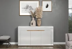 Sideboard Marlon Eiche Evoke Coast Nachbildung weiß Hochglanz B/H/T: ca. 150x84x40 cm