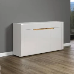 Sideboard Marlon Eiche Evoke Coast Nachbildung weiß Hochglanz B/H/T: ca. 150x84x40 cm