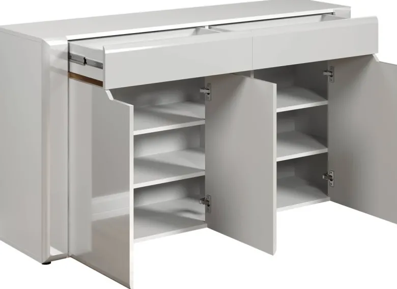 Sideboard Marlon Eiche Evoke Coast Nachbildung weiß Hochglanz B/H/T: ca. 150x84x40 cm
