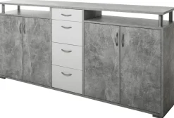 Sideboard Maximo Beton Optik weiß B/H/T: ca. 208x94x38 cm