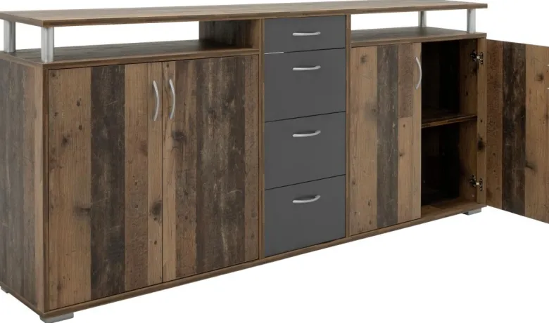 Sideboard Maximo Old Wood Nachbildung anthrazit B/H/T: ca. 208x94x38 cm