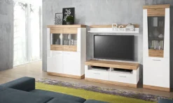 Sideboard Merida Eiche Wotan Nachbildung weiß Hochglanz B/H/T: ca. 157x87x42 cm