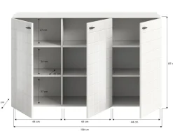 Sideboard Monte weiß weiß Hochglanz B/H/T: ca. 138x86x37 cm