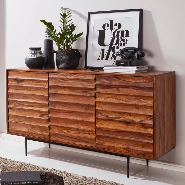 Sideboard natur beschichtet schwarz lackiert B/H/T: ca. 150x81x41 cm