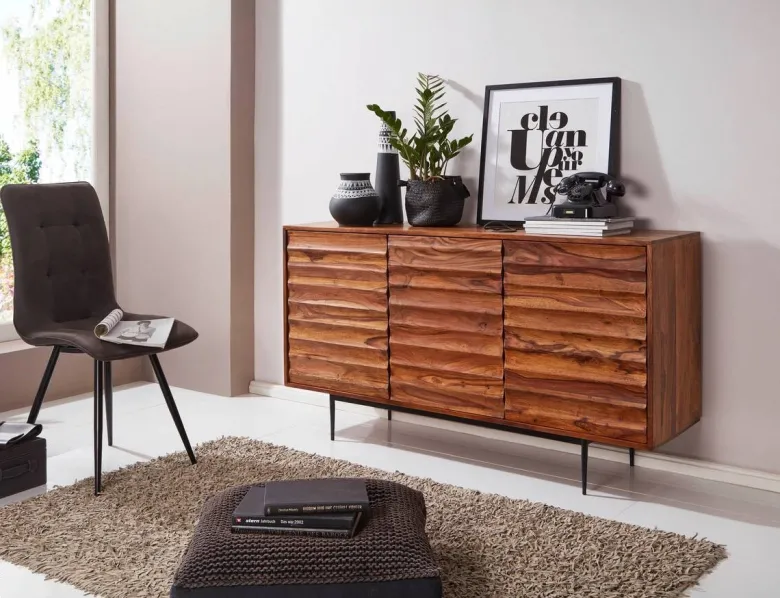 Sideboard natur beschichtet schwarz lackiert B/H/T: ca. 150x81x41 cm