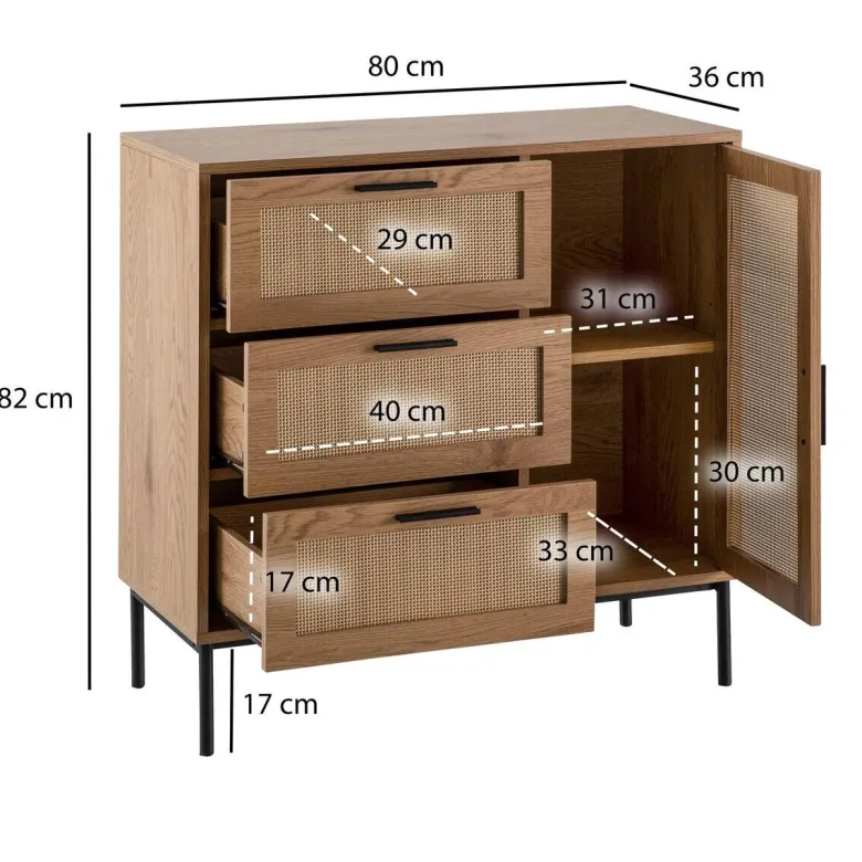 Sideboard natur Eiche Optik B/H/T: ca. 80x82x36 cm