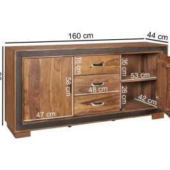 Sideboard natur schwarz B/H/T: ca. 160x80x44 cm
