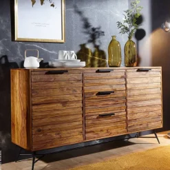 Sideboard natur schwarz B/H/T: ca. 160x88x40 cm