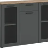 Sideboard Niklas anthrazit Eiche Nox Oak Nachbildung B/H/T: ca. 120x84x35 cm