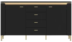 Sideboard Norica schwarz matt gold Optik B/H/T: ca. 155x87x40 cm