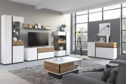 Sideboard Novena weiß Eiche Catania Nachbildung schwarz matt B/H/T: ca. 209x87x40 cm