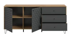 Sideboard PRISMA Artisan Oak Nachbildung anthrazit matt B/H/T: ca. 170x76x40 cm