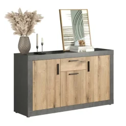 Sideboard Salvada Eiche Evoke Coast Nachbildung anthrazit B/H/T: ca. 149x83x40 cm