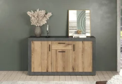 Sideboard Salvada Eiche Evoke Coast Nachbildung anthrazit B/H/T: ca. 149x83x40 cm