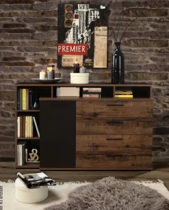 Sideboard schlamm schwarz Eiche Nachbildung B/H/T: ca. 153,1x98,5x41,3 cm