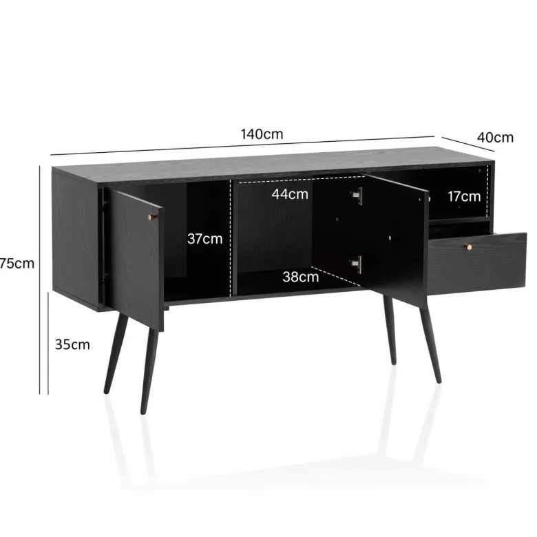 Sideboard schwarz B/H/T: ca. 140x75x40 cm