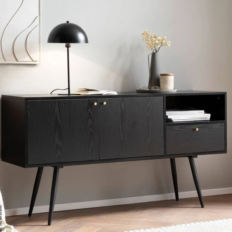 Sideboard schwarz B/H/T: ca. 140x75x40 cm