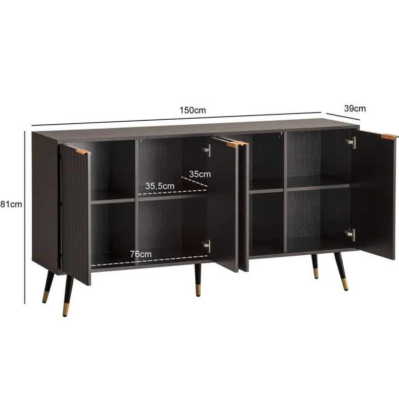 Sideboard schwarz B/H/T: ca. 150x81x39 cm