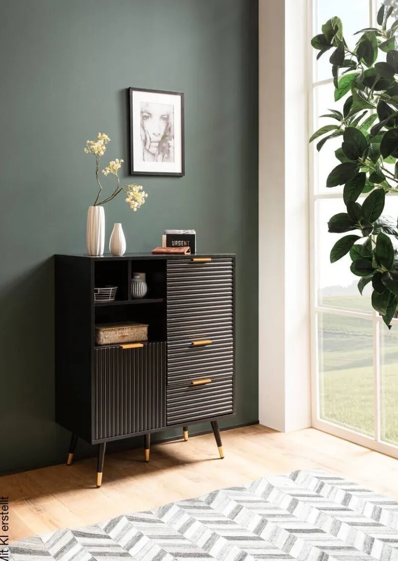 Sideboard schwarz B/H/T: ca. 77x97x40 cm