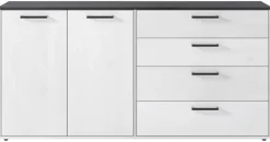 Sideboard Smart 1 Massivholz kiefer weiß schwarz B/H/T: ca. 180x89x40 cm