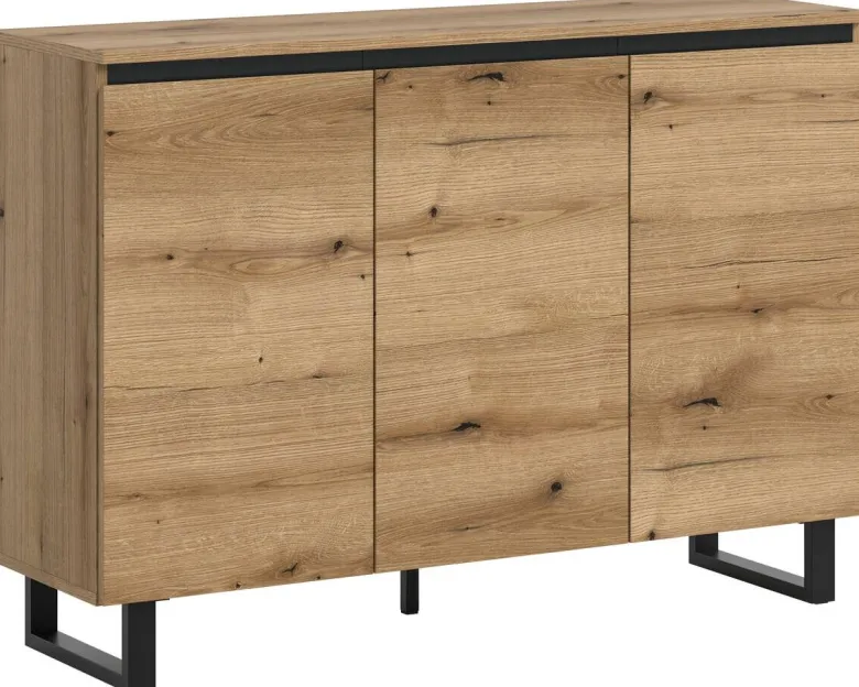 Sideboard Tomasa Evoke Oak Nachbildung schwarz B/H/T: ca. 120x84x36 cm