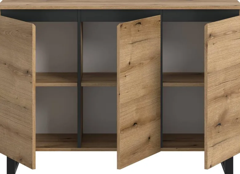Sideboard Tomasa Evoke Oak Nachbildung schwarz B/H/T: ca. 120x84x36 cm