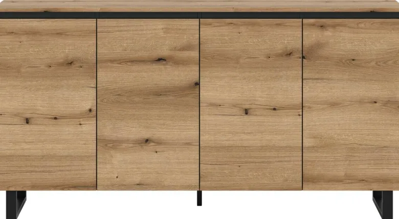 Sideboard Tomasa Evoke Oak Nachbildung schwarz B/H/T: ca. 160x84x36 cm