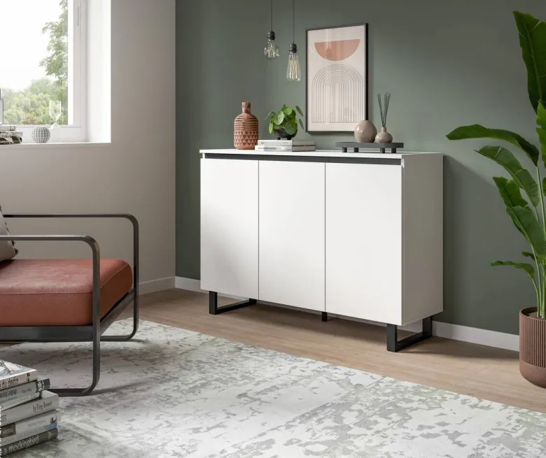Sideboard Tomasa weiß schwarz B/H/T: ca. 120x84x36 cm