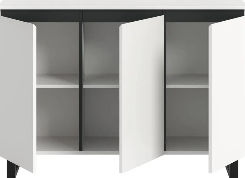 Sideboard Tomasa weiß schwarz B/H/T: ca. 120x84x36 cm