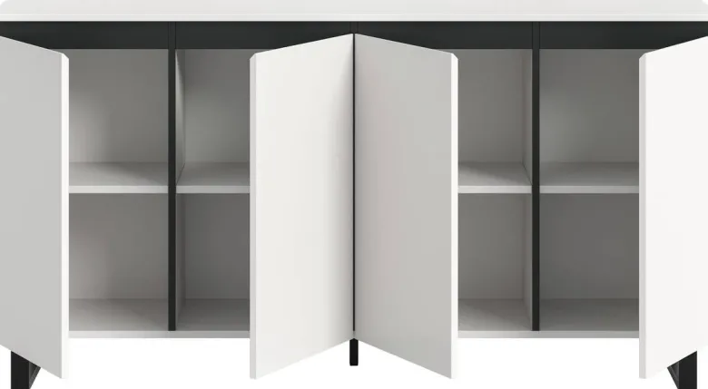 Sideboard Tomasa weiß schwarz B/H/T: ca. 160x84x36 cm