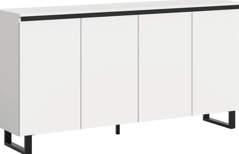 Sideboard Tomasa weiß schwarz B/H/T: ca. 160x84x36 cm