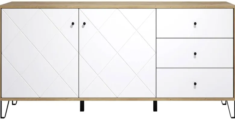 Sideboard Touch Eiche Artisan Nachbildung weiß matt B/H/T: ca. 183x76x40 cm