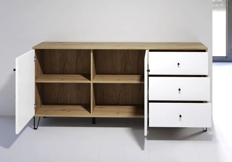 Sideboard Touch Eiche Artisan Nachbildung weiß matt B/H/T: ca. 183x76x40 cm