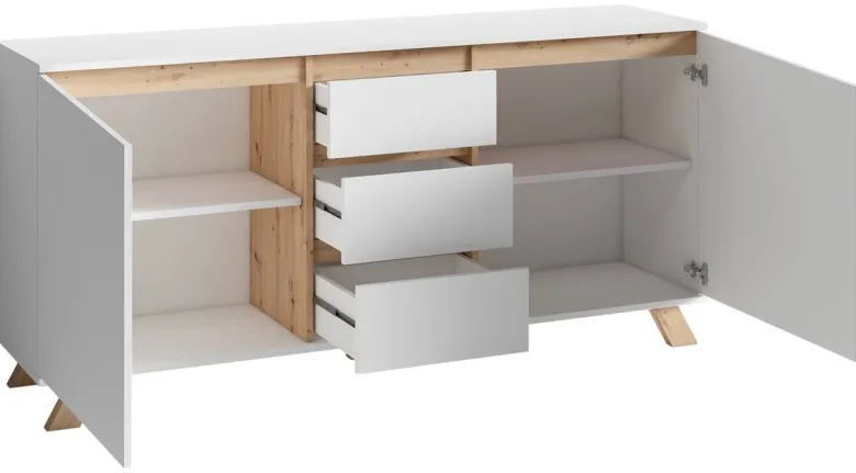 Sideboard VALENTIN weiß Eiche Nachbildung B/H/T: ca. 160x80x38 cm