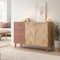 Sideboard Visby Eiche Nachbildung mauve B/H/T: ca. 109x63,9x33,05 cm