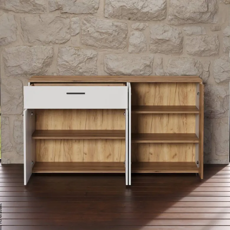 Sideboard Vitoria weiß Eiche Evoke Coast Nachbildung B/H/T: ca. 150x83x42 cm
