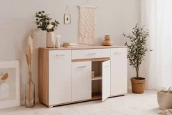 Sideboard Volos Eiche Sonoma Nachbildung weiß B/H/T: ca. 160x90x38 cm