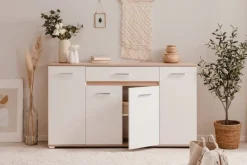 Sideboard Volos Eiche Sonoma Nachbildung weiß B/H/T: ca. 160x90x38 cm