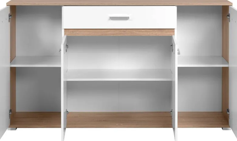 Sideboard Volos Eiche Sonoma Nachbildung weiß B/H/T: ca. 160x90x38 cm