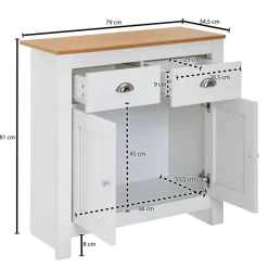 Sideboard weiß buche Nachbildung Alu B/H/T: ca. 79x81x34,5 cm